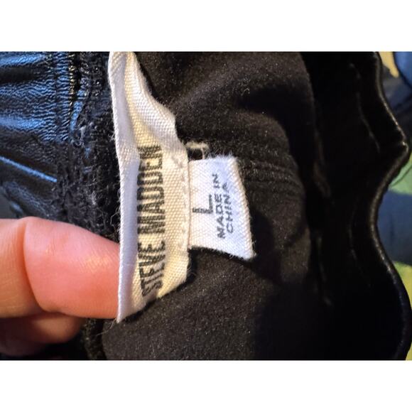 STEVE MADDEN RUN THE WORLD JOGGERS IN BLACK faux leather size large - Picture 11 of 12